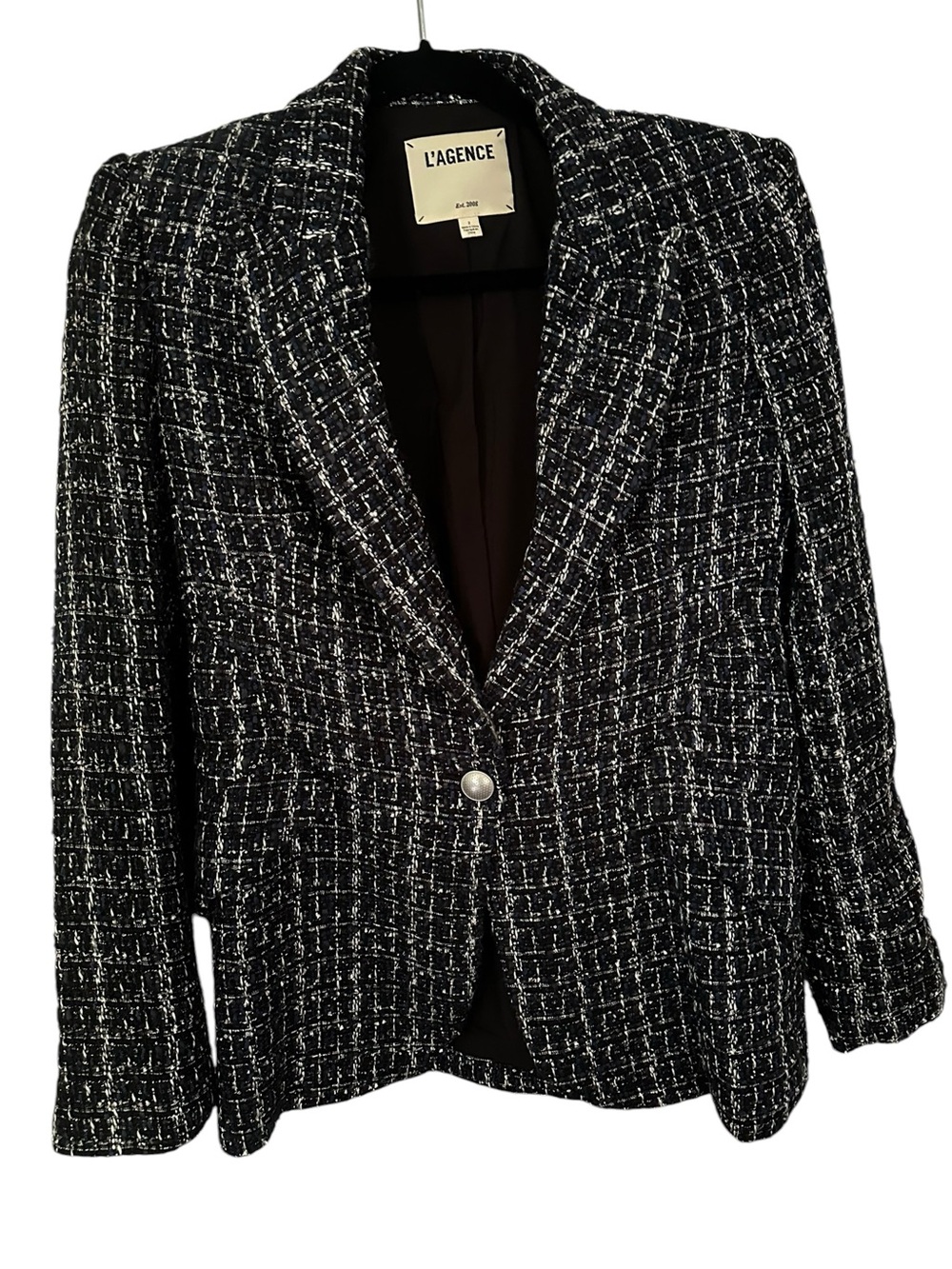 L'AGENCE Black Tweed Women's Blazer Jacket Size 2
